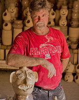 portrait of Allen Ham. He is one of the Ham family of
potters who have been making pottery in
Alabama for more than 150 years. He is the
also the grandson of potter Hendon Miller
and was trained mainly in his maternal
grandfathers shop in Brent.
