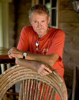 portrait of Joe Bob Traylor of Woodland, Alabama. He makes what he calls "primitive furniture" he constructs the chairs, rockers,
swings, and other forms that are
traditionally made from willow.